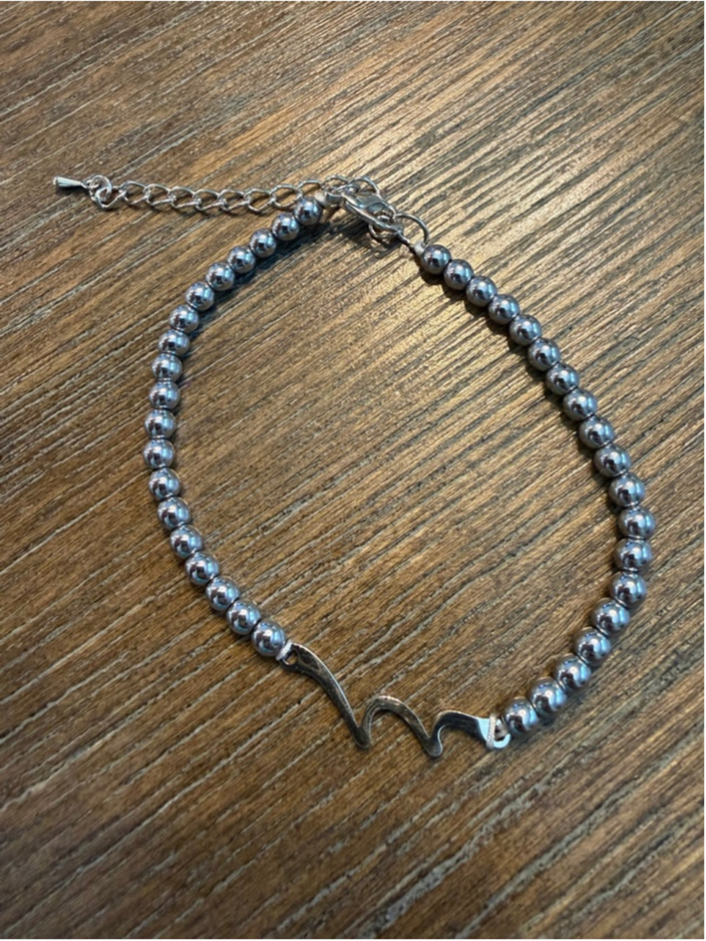 Unbranded Silver Beaded Wave Charm Bracelet One Size